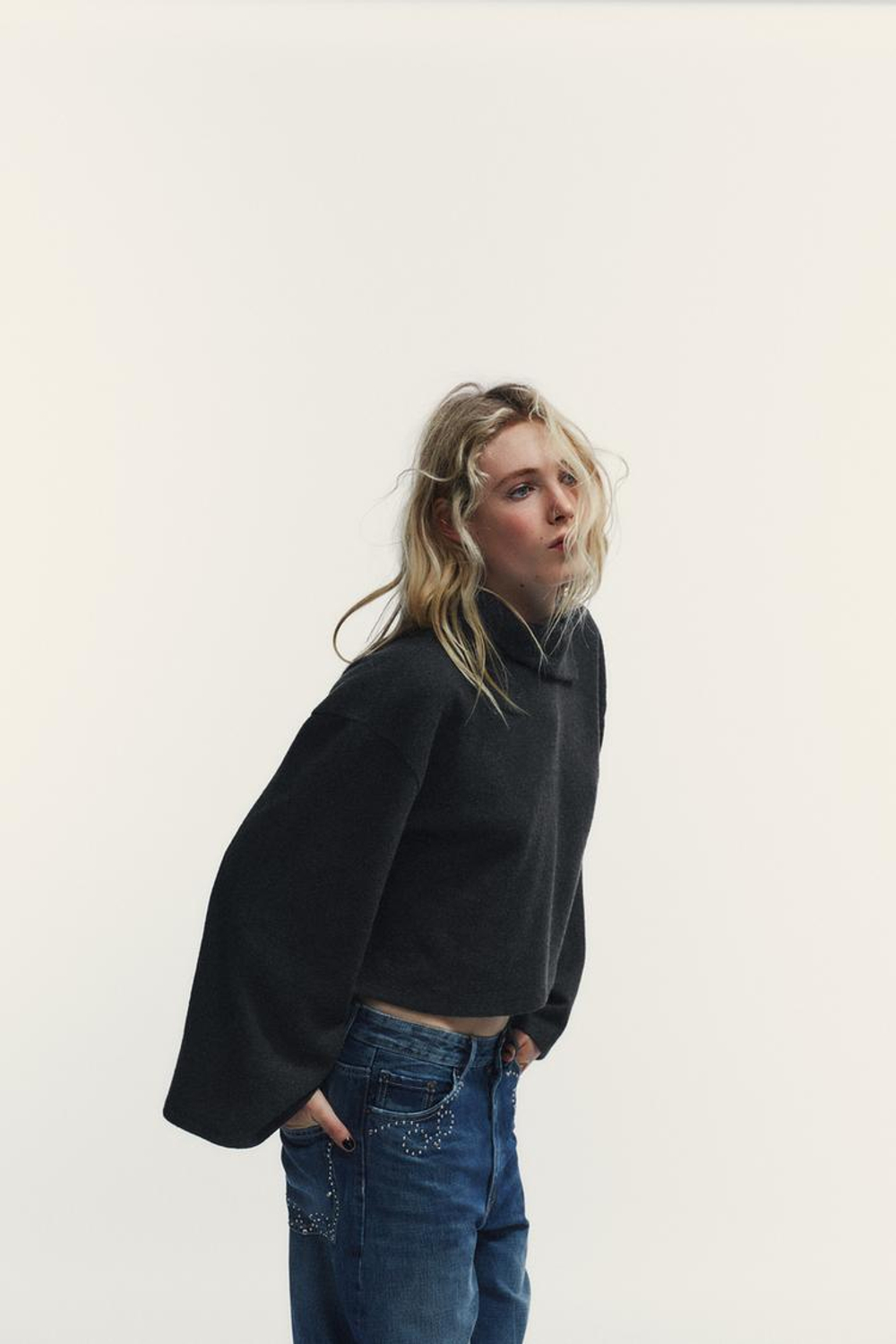 ZARA МЯГКИЙ СВИТЕР, АНТРАЦИТОВО-СЕРЫЙ