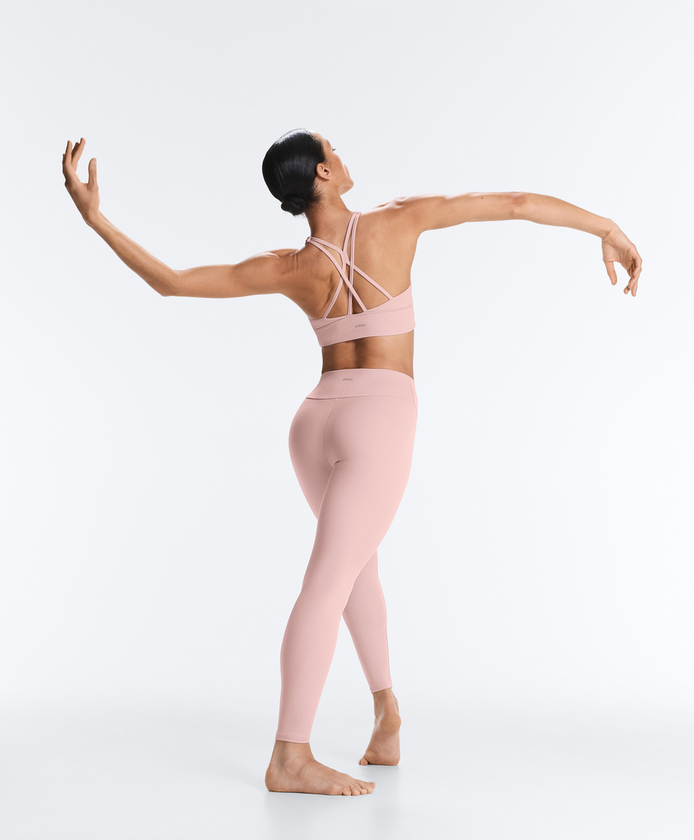 Oysho Спортивный бюстгальтер с бретелями на спине, нежно-розовый