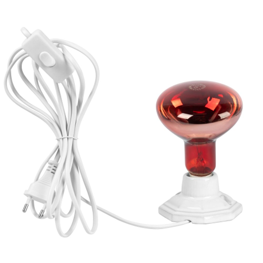 Светильник для инфракрасной лампы ЭРА FITO-Holder-CAP-light 3 м патрон-основание керамический с кабелем и цоколем Е27 | Светильники для растений