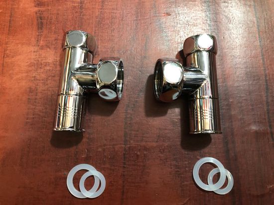 Кран для полотенцесушителя угловой 1х3/4" г/г круглый Tim, 2 шт