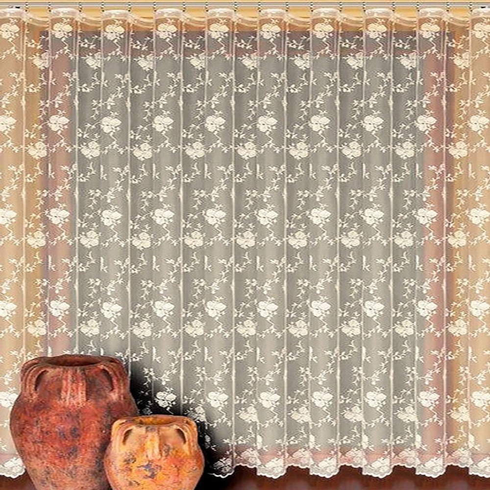 Занавеска "Ф. РОЗОЧКИ", цвет кремовый, на шторной ленте, Польша.