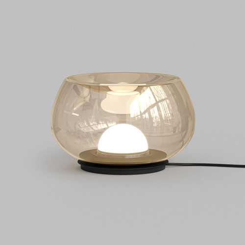 Настольная лампа FLOA, 12 Вт, 3000К, ?220 мм, металл, стекло, черный, янтарный