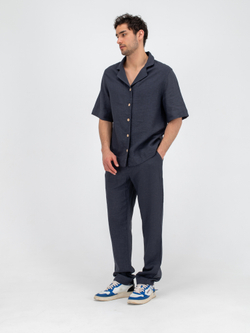 Костюм льняной с брюками. Графит