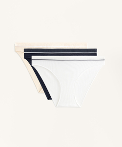 OYSHO Набор из трех классических трусиков из хлопковой смеси в рубчик, желтый