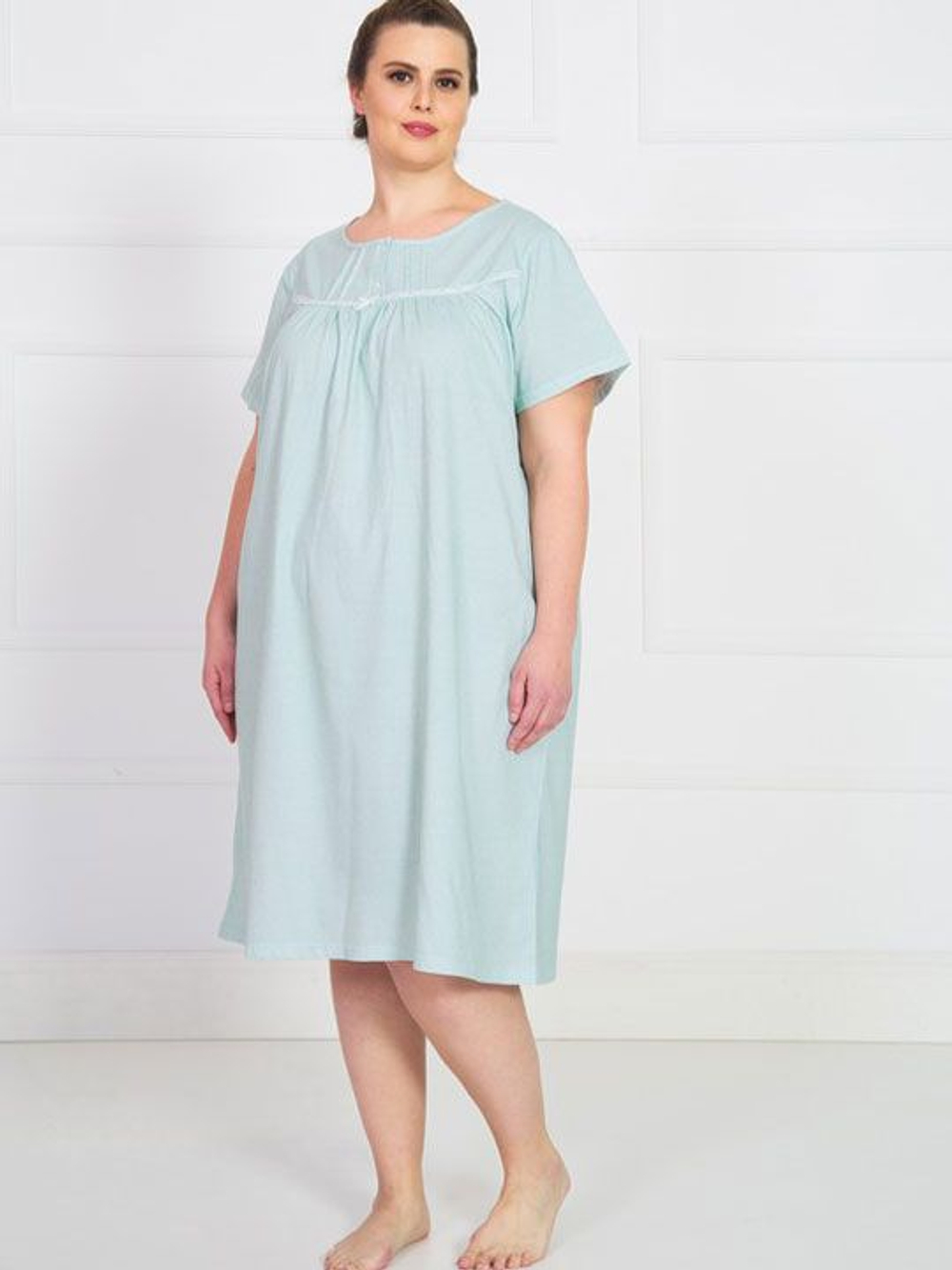 Свободная домашняя сорочка с коротким рукавом (Размер: XXXL) (Цвет: бирюзовый)