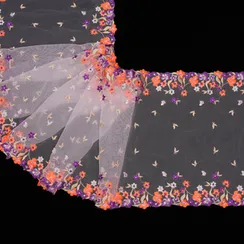 Вышивка на сетке оранжевая/фиолетовая 27 см