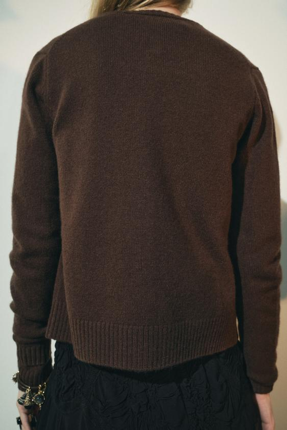 ZARA БАЗОВЫЙ КАРДИГАН ИЗ 100% ШЕРСТИ, КОРИЧНЕВЫЙ