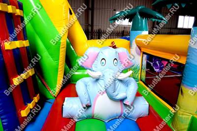 Коммерческий надувной батут "Сафари-джунгли со слоником"