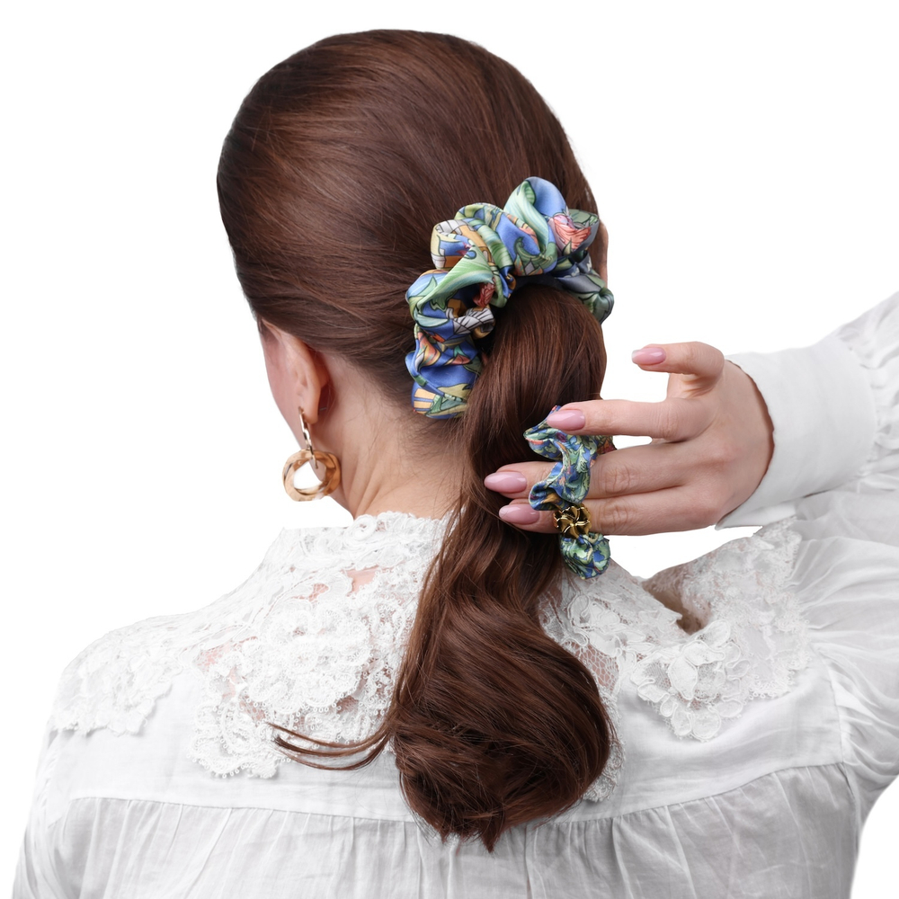 Комплект шелковых резинок для волос Mollen Рассвет васильково-синий