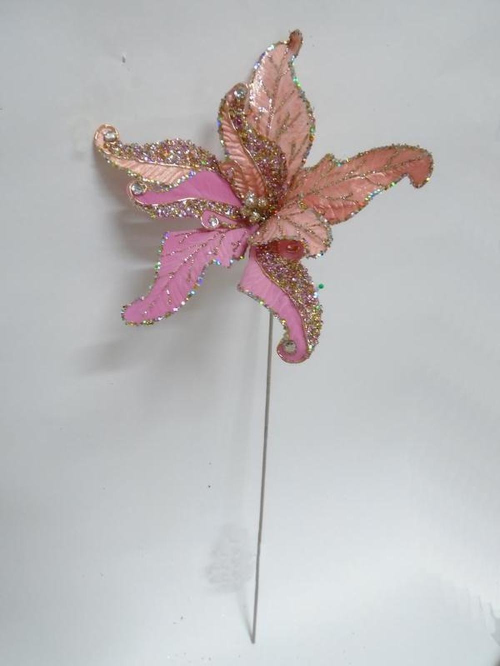 Веточка с цветком аканта 61см ChristmasDeLuxe premium collection персиковая