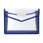 Папка-конверт на кнопке Alingar, A4, 250х330х75 мм, горизонтальная, 450 мкм, карман для визитки, ассорти, прозрачная