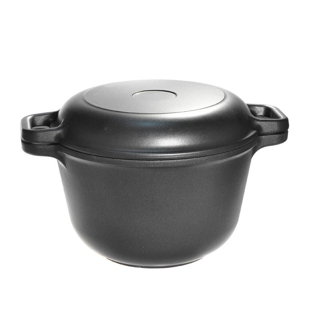 Казан алюминий, антиприг, 5 л, с крыш-сковородой, Нева Металл, 6850