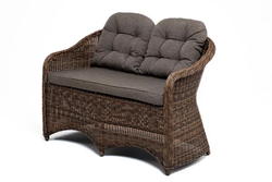 Равенна, диван коричневый/соломенный, искусственный ротанг