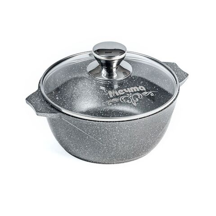 Кастрюля алюминий, антиприг, 4 л, с крыш, Мечта, Гранит, 44701