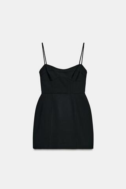 ZARA КОРОТКОЕ ПЛАТЬЕ НА БРЕТЕЛЯХ, ЧЕРНЫЙ