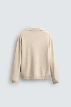 ZARA ТРИКОТАЖНОЕ ПОЛО С ЭФФЕКТОМ ПОТЕРТОСТИ, ЭКРЮ