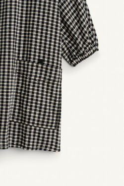 ZARA ПЛАТЬЕ-РУБАШКА В КЛЕТКУ, ЧЕРНЫЙ