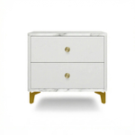 Тумба прикроватная на ножках с ящиками ROYAL 5303 эко (Мрамор Каррара-Золото-р.золото)