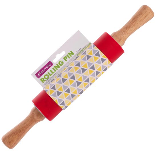 Скалка с силиконовой накладкой Kamille KM-7818 для раскатки теста и мастики