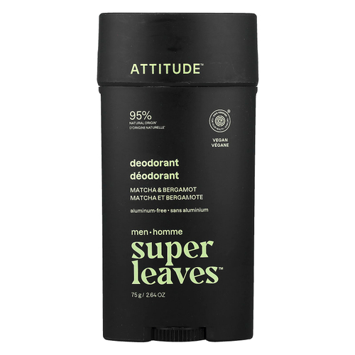 ATTITUDE, Super Leaves™, дезодорант без алюминия, для мужчин, матча и бергамот, 75 г (2,64 унции)