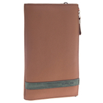 Мужской многофункциональный коричневый клатч портмоне из натуральной кожи на молнии GALIB M-032