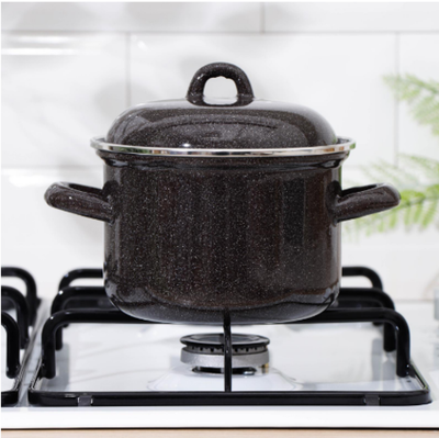 Кастрюля эмалированная, 1,5 л, d=15 см, индукция, цвет чёрный