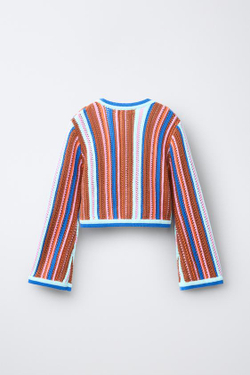 ZARA ВЯЗАНЫЙ КАРДИГАН НА ЗАПÁХЕ, РАЗНОЦВЕТНЫЙ