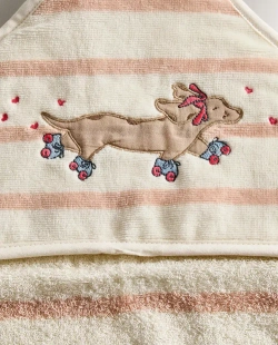 ZARA HOME ДЕТСКОЕ ПОЛОТЕНЦЕ С КАПЮШОНОМ И ВЫШИВКОЙ, РОЗОВЫЙ