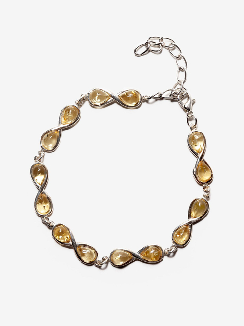 Браслет с натуральным янтарем в бижутерной оправе