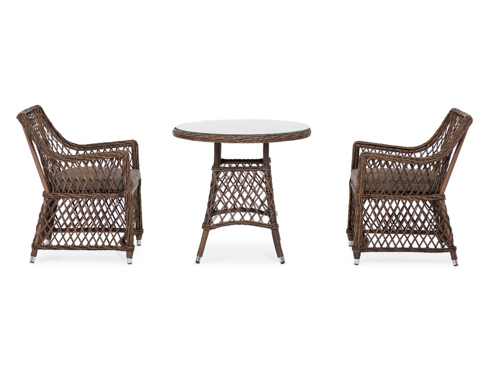 "Эспрессо-80 L" обеденная группа плетеная, цвет коричневый