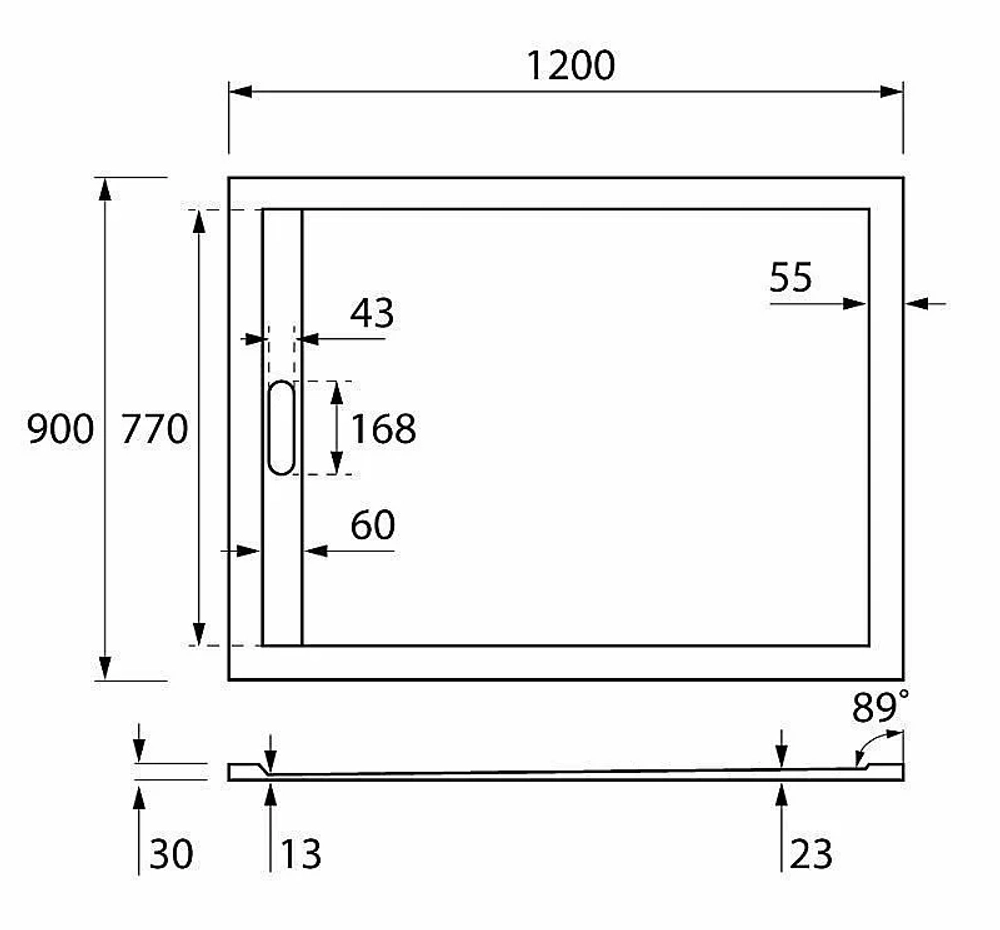 Душевой поддон Cezares Tray AS-AH 120x90