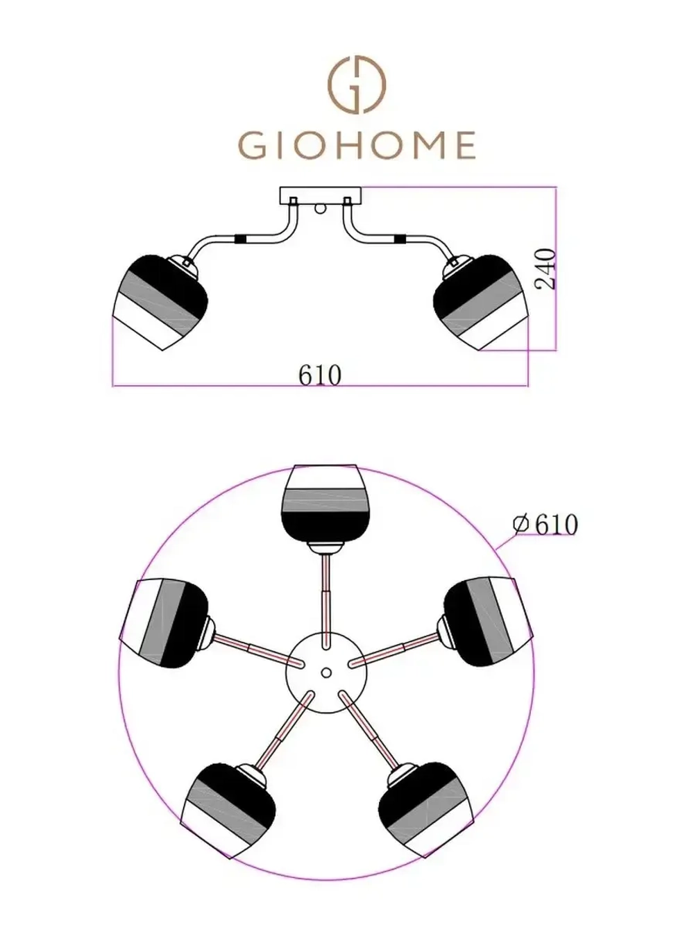Люстра потолочная MIRIAM  E27*5*60W
