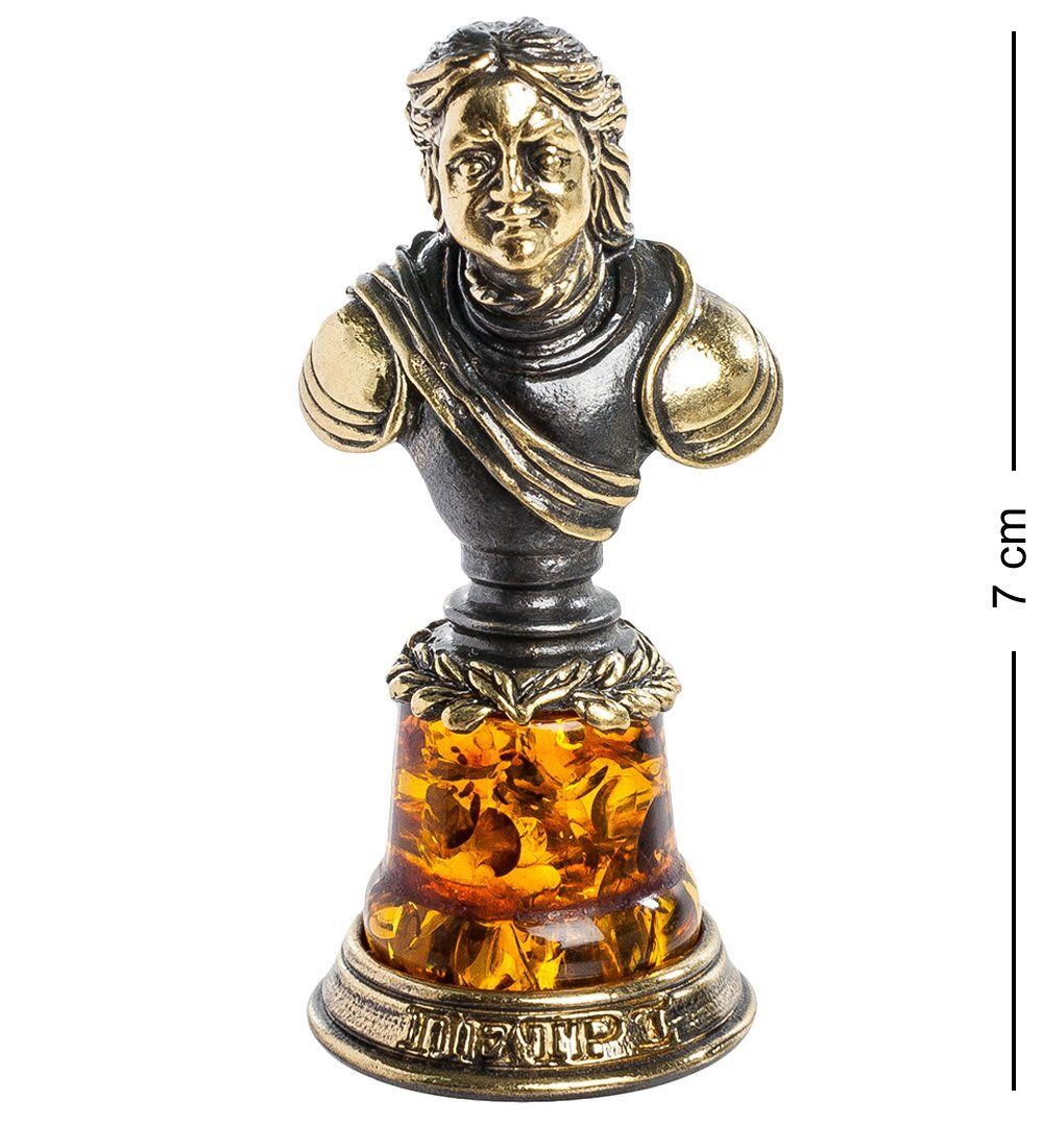 Народные промыслы AM-1163 Фигурка «Петр I-Бюст» (латунь, янтарь)