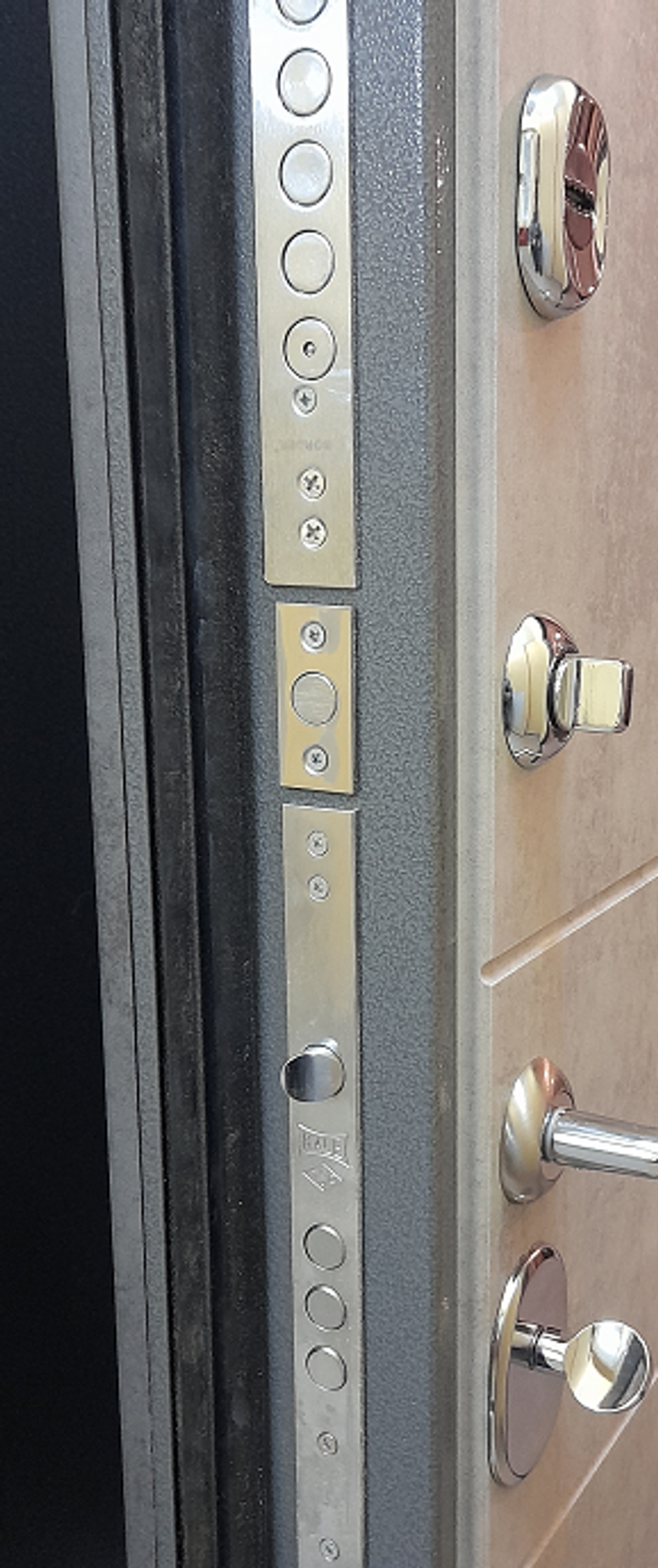 Входная металлическая дверь  с зеркалом RеX (РЕКС) 23 Пчела Бетон темный / зеркало 2XL Силк сноу ( белый матовый, без текстуры)