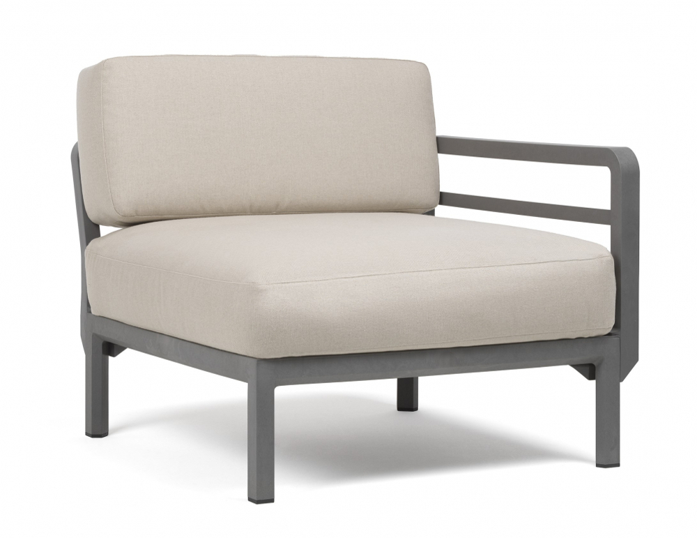 Диван пластиковый с подушками Nardi Maximo 2, базальт, жемчуг