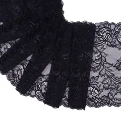 Кружево эластичное черное 21 см, завитки