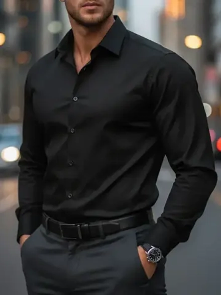 Рубашка классическая с длинным рукавом приталенная