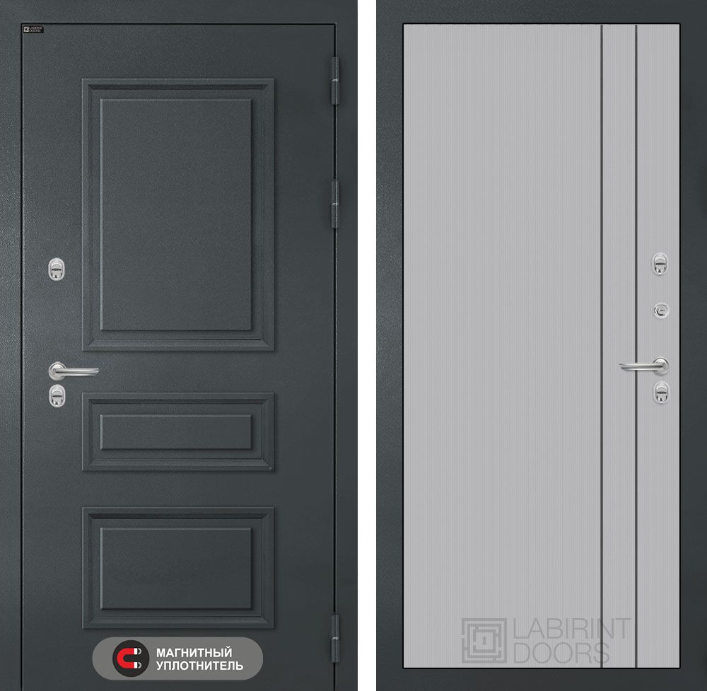 Входная дверь Лабиринт АТЛАНТИК - 10 Серый софт рельеф с терморазрывом