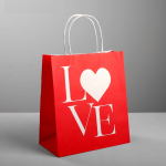 Бумажный пакет LOVE - 22 х 25 см. (Цвет: красный с белым)