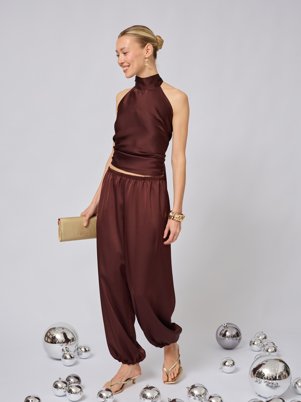 Брюки алладины из атласа