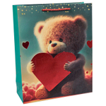 Подарочный пакет «Мишка и сердце» в четрых дизайнах, 26х32х10 см