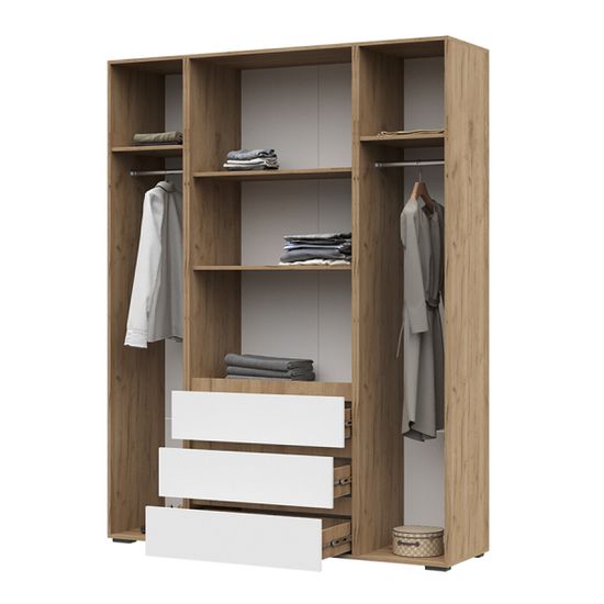 ХЕЛЕН ШК 05 Шкаф четырехстворчатый с ящикамиФасад СЕРЫЙ ГРАФИТ 0162/Корпус ДУБ КРАФТ ЗОЛОТО