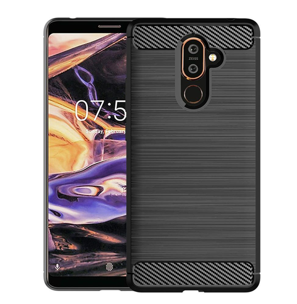 Чехол на Nokia 7 Plus цвет Black (черный), серия Carbon от Caseport