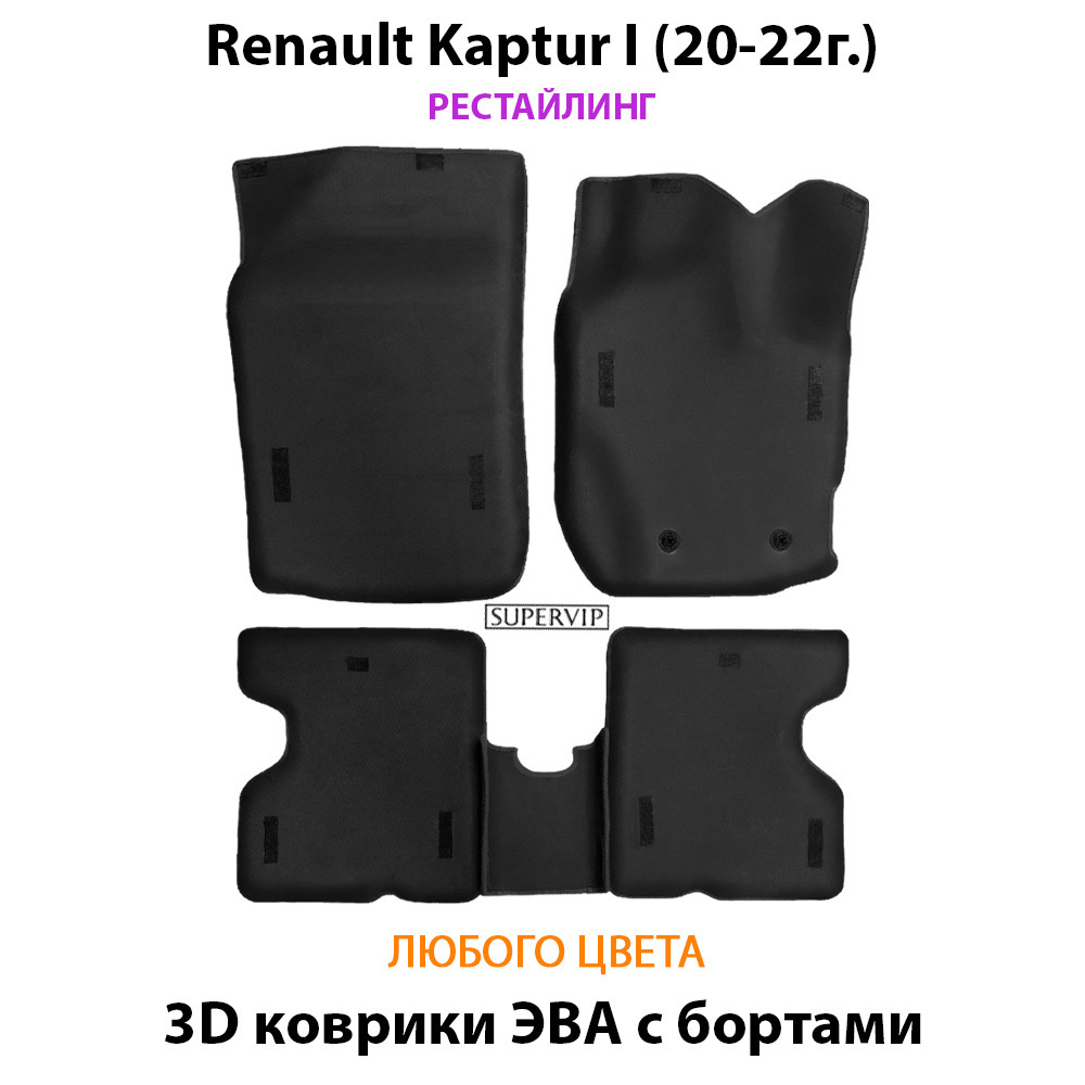 Автомобильные коврики ЭВА с бортами для Renault Kaptur I (20-22г.) рестайлинг