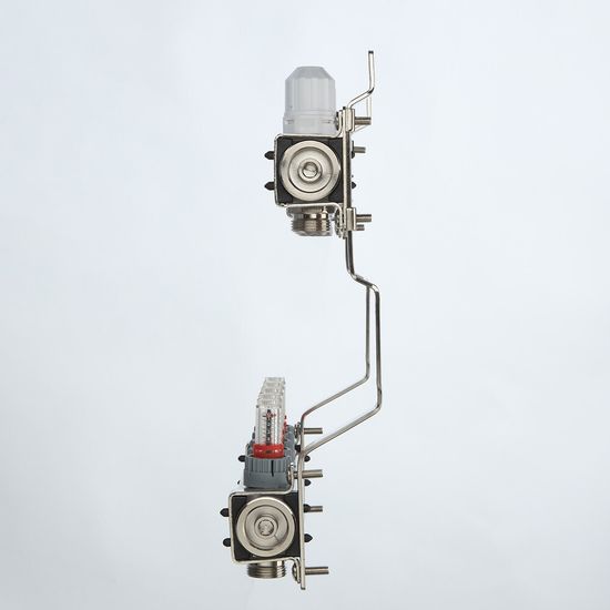 Коллекторный блок Valtec 1"x3/4" 8 выходов с расходомерами (нерж. сталь) VTc.579.EMN.0608