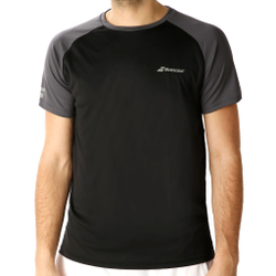 Мужское теннисное поло Babolat Play Crew Neck T-Shirt Men - Black, Grey