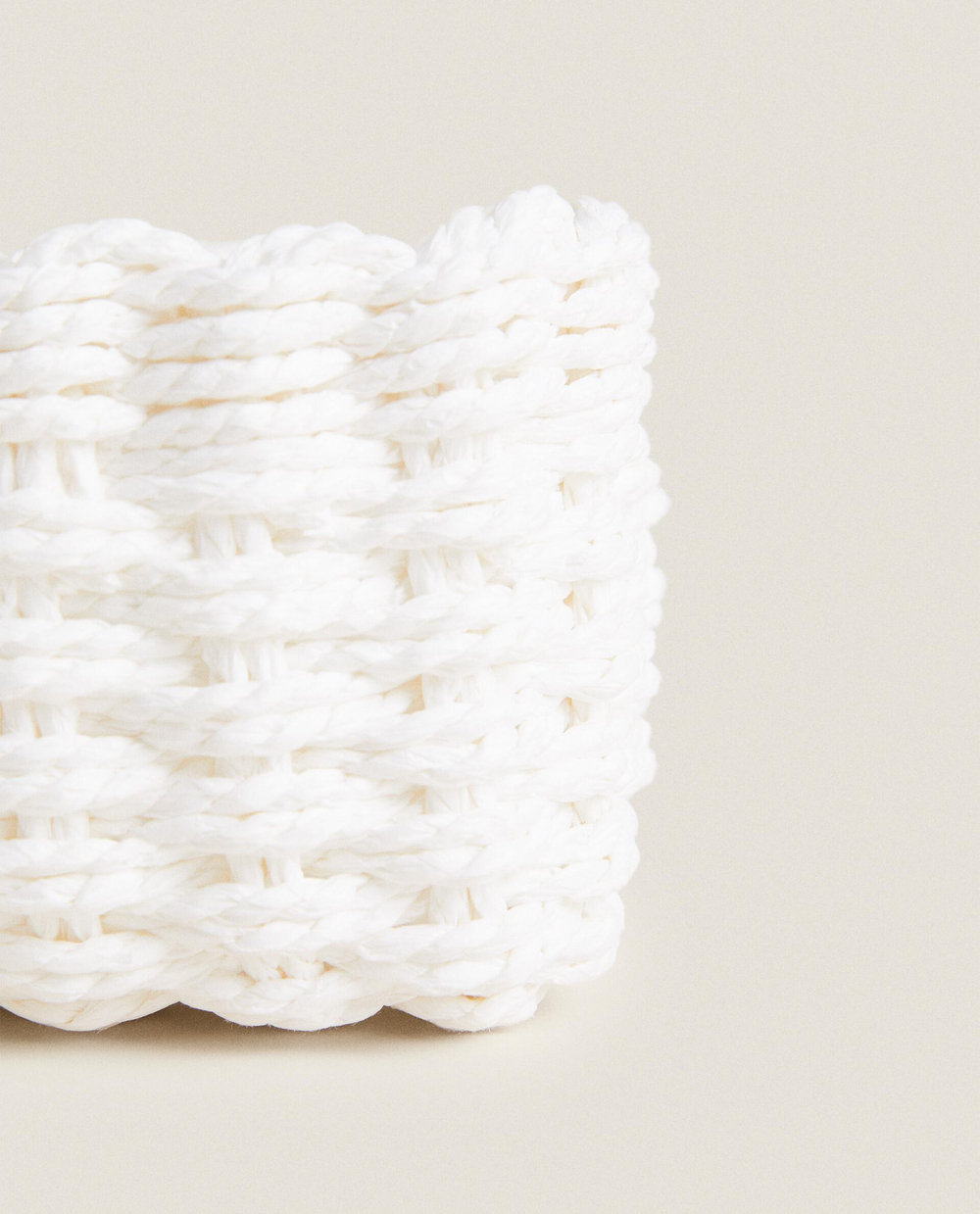 Zara Home Корзина из плетёной бумаги, цвет белый, 21 см