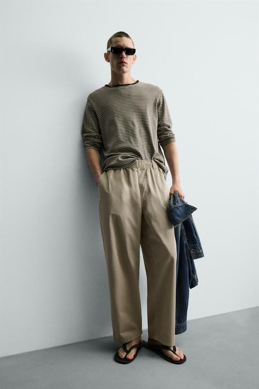 ZARA ХЛОПКОВЫЕ БРЮКИ RELAXED FIT, РЫЖЕВАТО-КОРИЧНЕВЫЙ