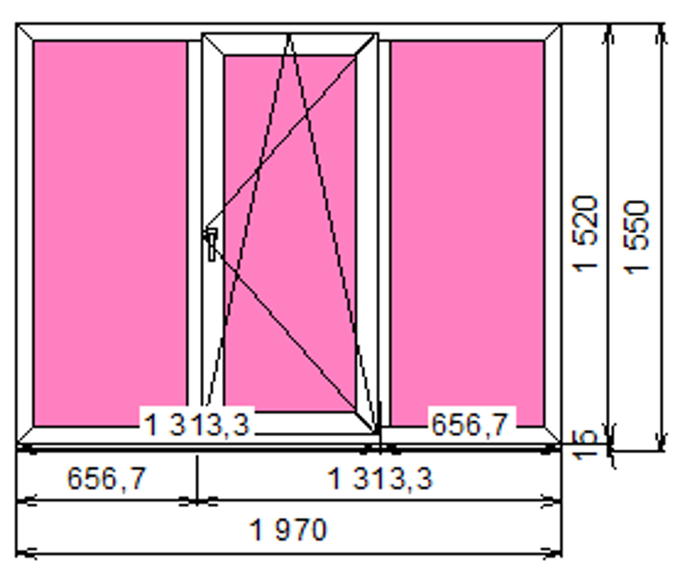 Пластиковое окно 1520 х 1970 ТермА Эко