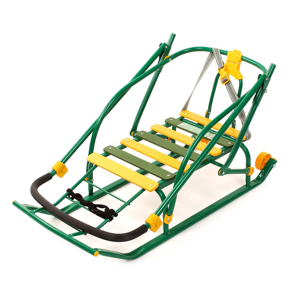 Санки "Nikki 2 " складная спинка, ручка, цвет зеленый